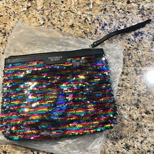 NWOT Victorias Secret small sequined clutch/makeup bag